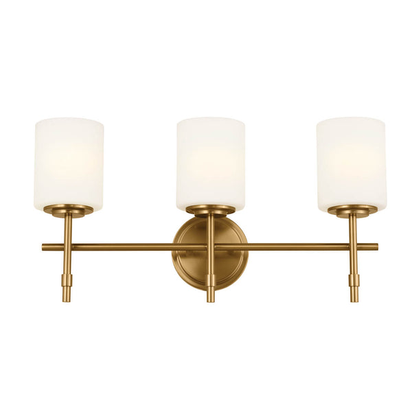 Janie 23" Three Lights Vanity Light, Brushed Natural Brass