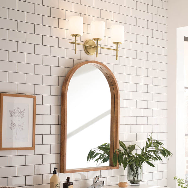 Janie 23" Three Lights Vanity Light, Brushed Natural Brass