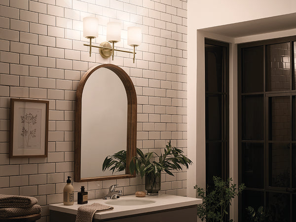 Janie 23" Three Lights Vanity Light, Brushed Natural Brass