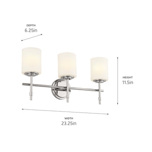 Janie 23" Three Lights Vanity Light, Polished Nickel