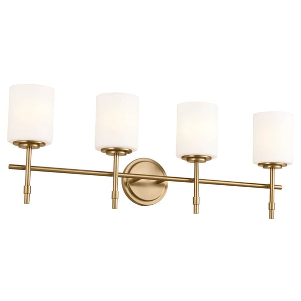 Janie 12" 4 Light Vanity Light, Brushed Natural Brass