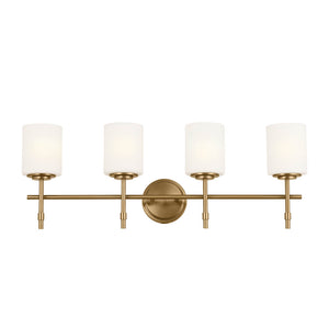 Janie 32" Four Lights Vanity Light, Brushed Natural Brass
