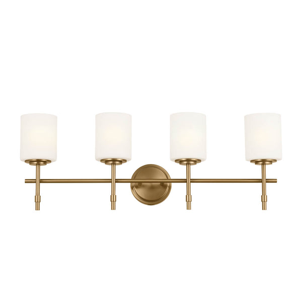 Janie 32" Four Lights Vanity Light, Brushed Natural Brass