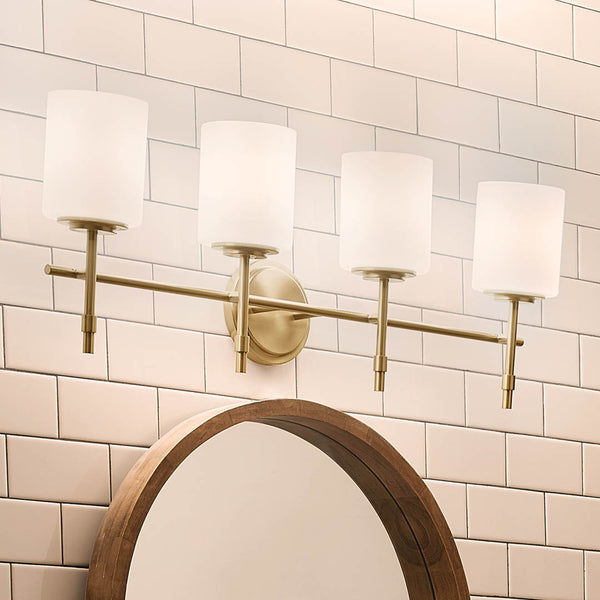 Janie 32" Four Lights Vanity Light, Brushed Natural Brass