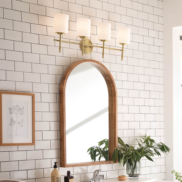 Janie 32" Four Lights Vanity Light, Brushed Natural Brass