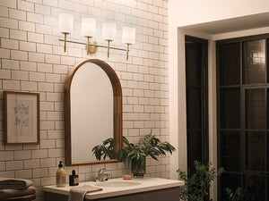 Janie 32" Four Lights Vanity Light, Brushed Natural Brass