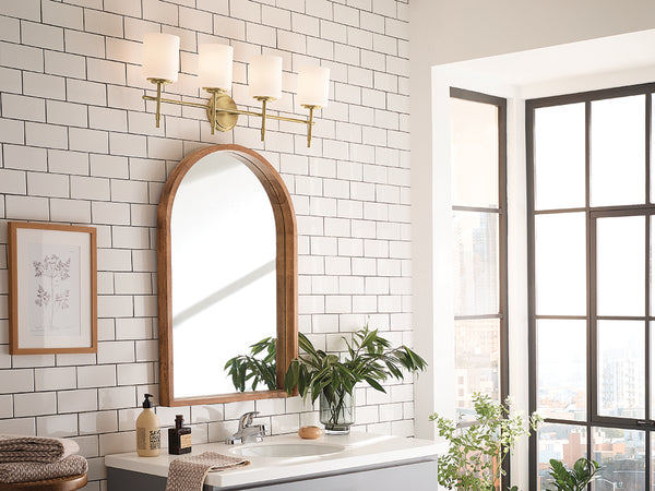 Janie 32" Four Lights Vanity Light, Brushed Natural Brass