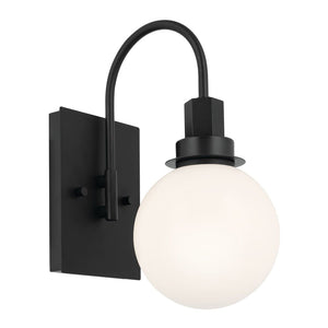 Rexie 6" One Light Wall Sconce, Opal Glass / Black