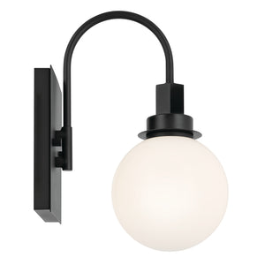 Rexie 6" One Light Wall Sconce, Opal Glass / Black