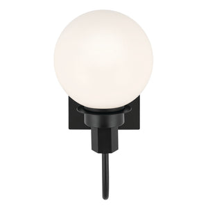 Rexie 6" One Light Wall Sconce, Opal Glass / Black