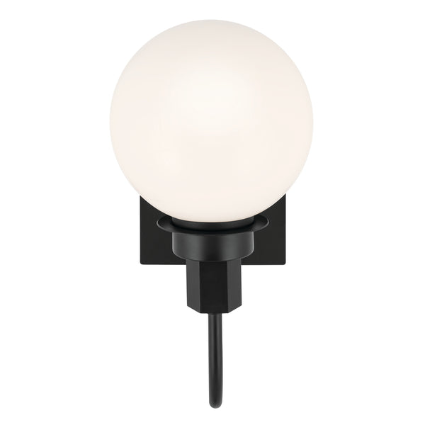 Rexie 6" Light Wall Sconce, Opal Glass / Black