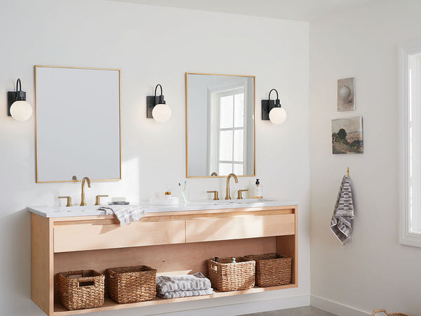 Rexie 6" Light Wall Sconce, Opal Glass / Black