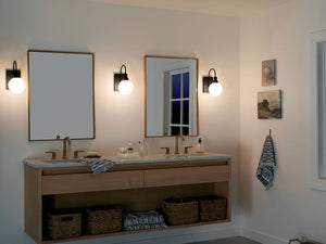 Rexie 6" One Light Wall Sconce, Opal Glass / Black
