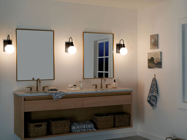 Rexie 6" Light Wall Sconce, Opal Glass / Black