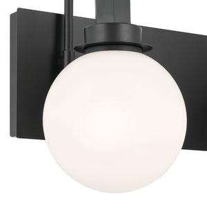 Rexie 14" Two Lights Vanity, Opal Glass / Black