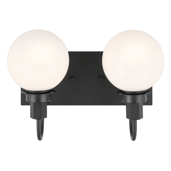 Rexie 14" Two Lights Vanity, Opal Glass / Black