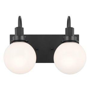 Rexie 14" Two Lights Vanity, Opal Glass / Black