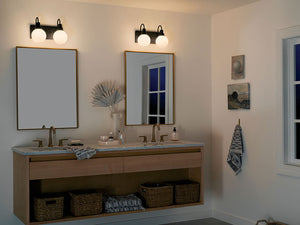 Rexie 14" Two Lights Vanity, Opal Glass / Black