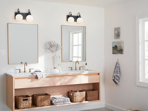 Rexie 14" Two Lights Vanity, Opal Glass / Black