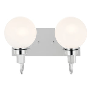 Rexie 14" Two Lights Vanity, Opal Glass / Chrome