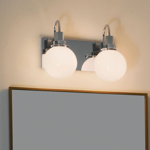 Rexie 14" Two Lights Vanity, Opal Glass / Chrome