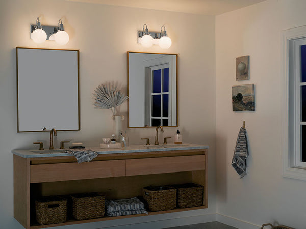 Rexie 14" Two Lights Vanity, Opal Glass / Chrome