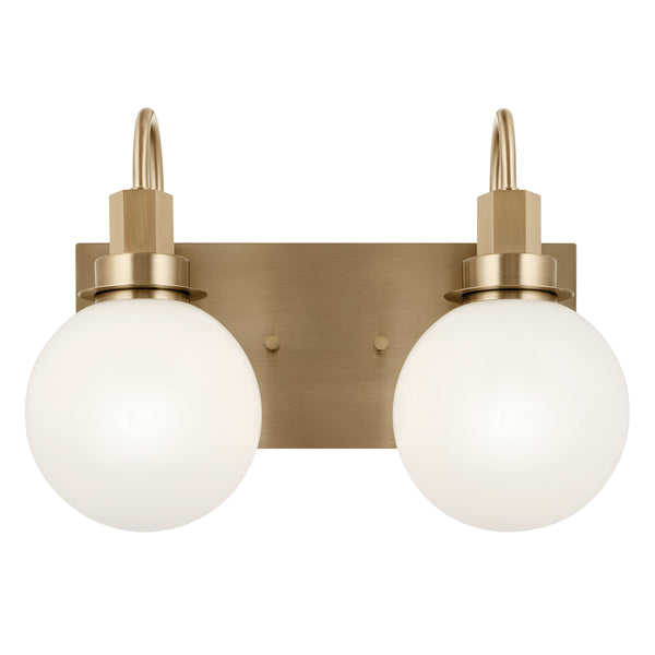 Rexie 14" Two Lights Vanity, Opal Glass / Champagne Bronze