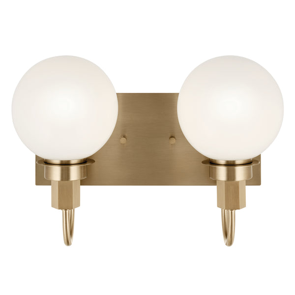 Rexie 14" Two Lights Vanity, Opal Glass / Champagne Bronze