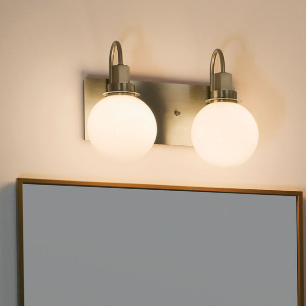 Rexie 14" Two Lights Vanity, Opal Glass / Champagne Bronze