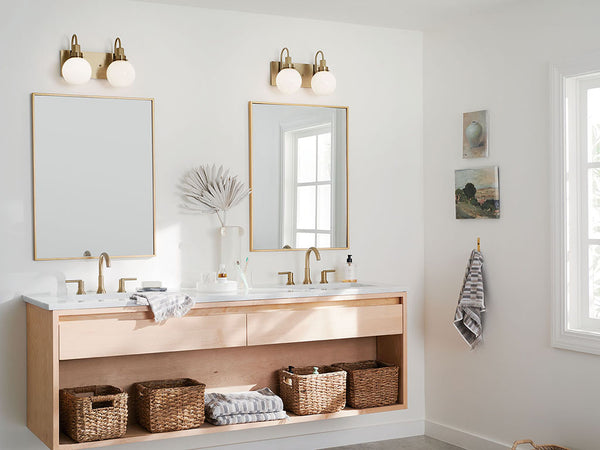 Rexie 14" Two Lights Vanity, Opal Glass / Champagne Bronze