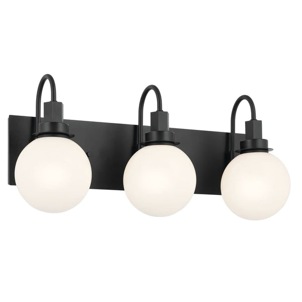 Rexie 23" Three Lights Vanity, Opal Glass / Black