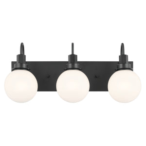 Rexie 23" Three Lights Vanity, Opal Glass / Black