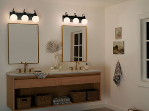 Rexie 23" Three Lights Vanity, Opal Glass / Black