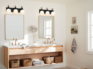 Rexie 23" Three Lights Vanity, Opal Glass / Black