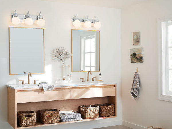 Rexie 23" Three Lights Vanity, Opal Glass / Chrome