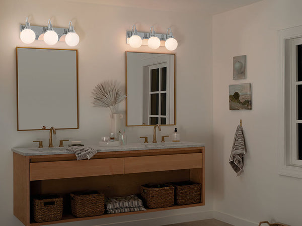 Rexie 23" Three Lights Vanity, Opal Glass / Chrome