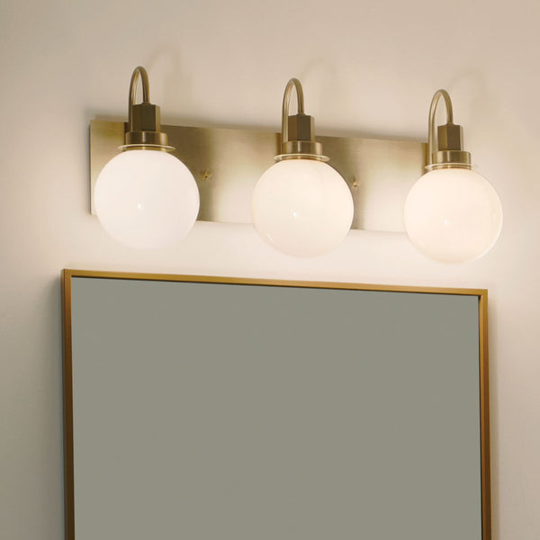 Rexie 23" Three Lights Vanity, Opal Glass / Champagne Bronze