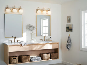 Rexie 23" Three Lights Vanity, Opal Glass / Champagne Bronze