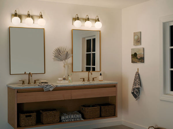 Rexie 23" Three Lights Vanity, Opal Glass / Champagne Bronze