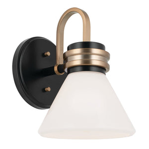 Merritt 7" One Light Wall Sconce, Opal Glass / Black Champagne Bronze