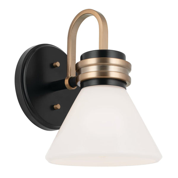 Merritt 7" One Light Wall Sconce, Opal Glass / Black Champagne Bronze