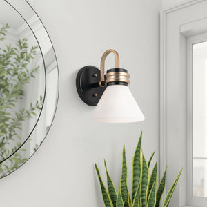 Merritt 7" One Light Wall Sconce, Opal Glass / Black Champagne Bronze