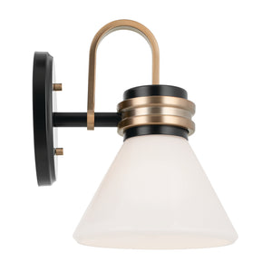 Merritt 7" One Light Wall Sconce, Opal Glass / Black Champagne Bronze