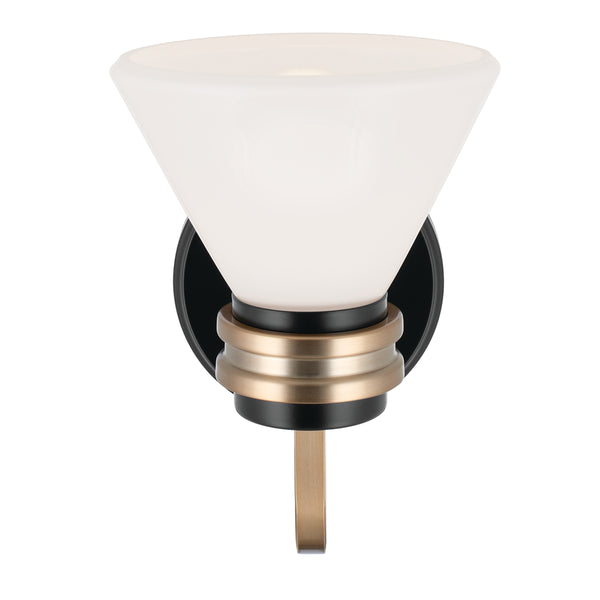 Merritt 7" One Light Wall Sconce, Opal Glass / Black Champagne Bronze