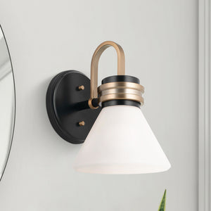Merritt 7" One Light Wall Sconce, Opal Glass / Black Champagne Bronze