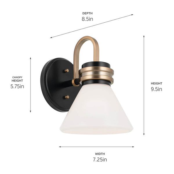Merritt 7" One Light Wall Sconce, Opal Glass / Black Champagne Bronze