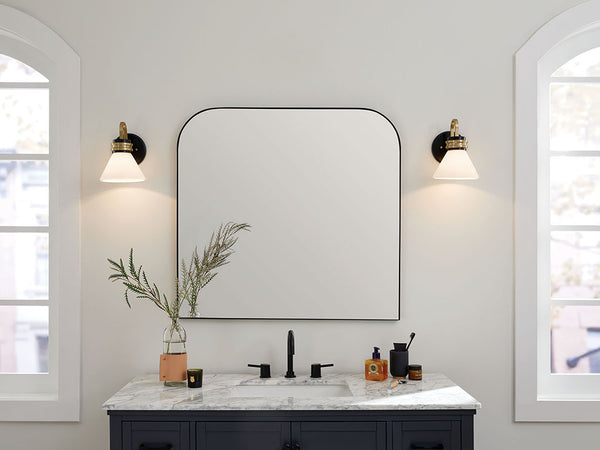 Merritt 7" One Light Wall Sconce, Opal Glass / Black Champagne Bronze