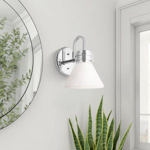 Merritt 7" One Light Wall Sconce, Opal Glass / Chrome