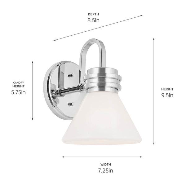 Merritt 7" One Light Wall Sconce, Opal Glass / Chrome