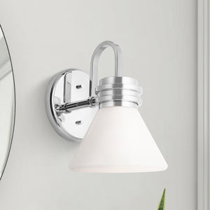 Merritt 7" One Light Wall Sconce, Opal Glass / Chrome
